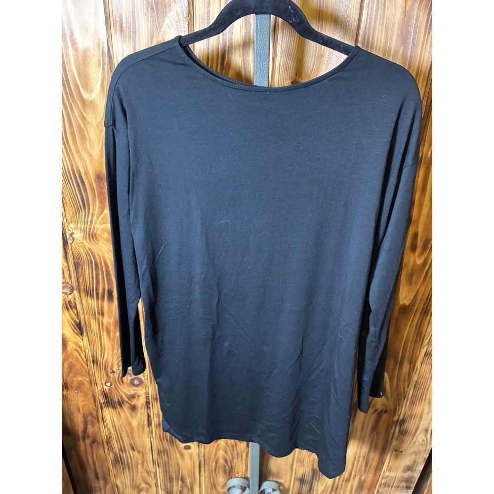 J. Jill Luxe Supima Tunic Top Womens Small Tall Black Long Sleeve Boat Neck Knit